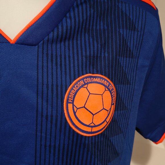 Colombia Away Jersey 2018/19 Adidas Blue Men's Size S Small Soccer Shirt - Picture 4 of 11